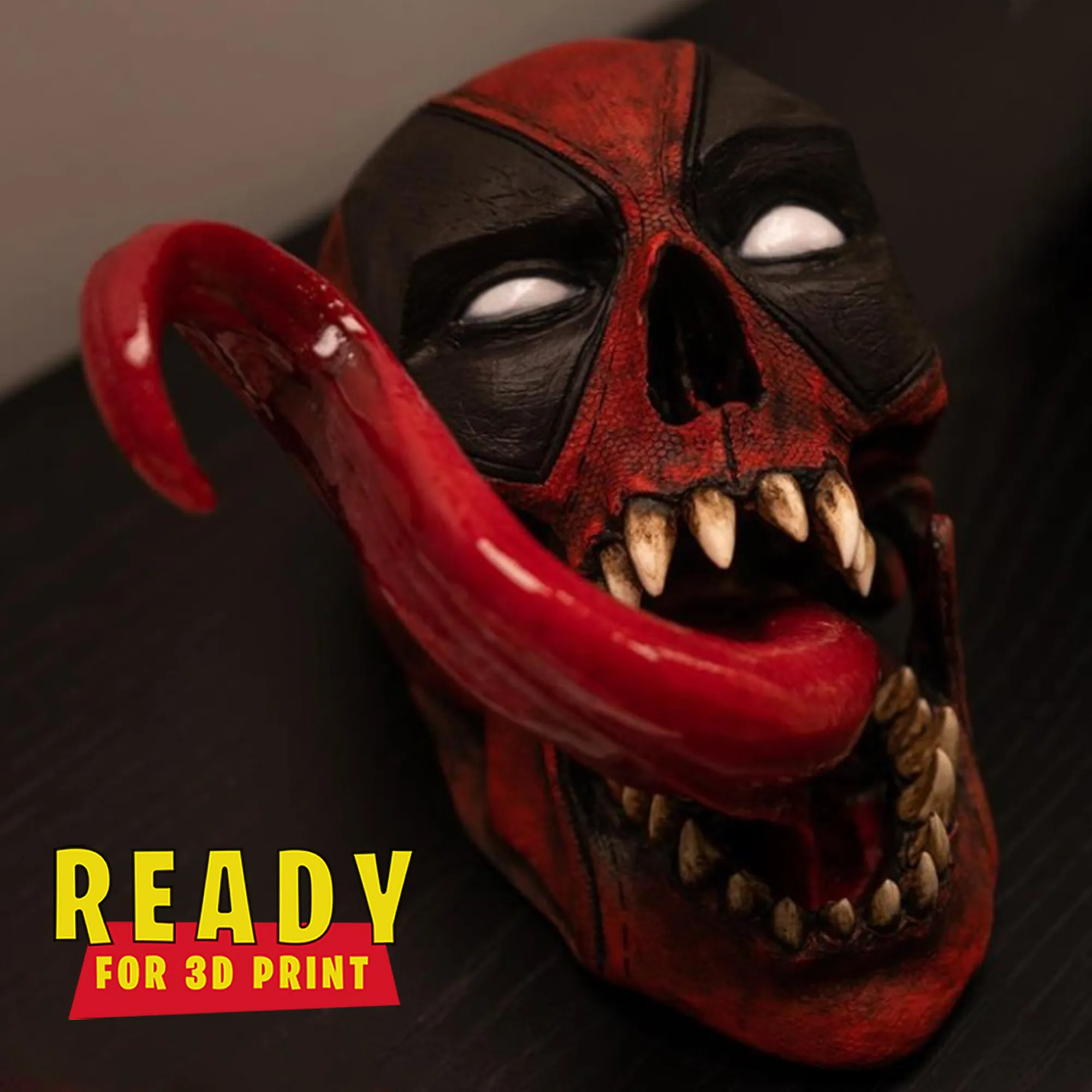 Deadpool skull 3D Print Model .c4d .max .obj .3ds .fbx .stl .blend 