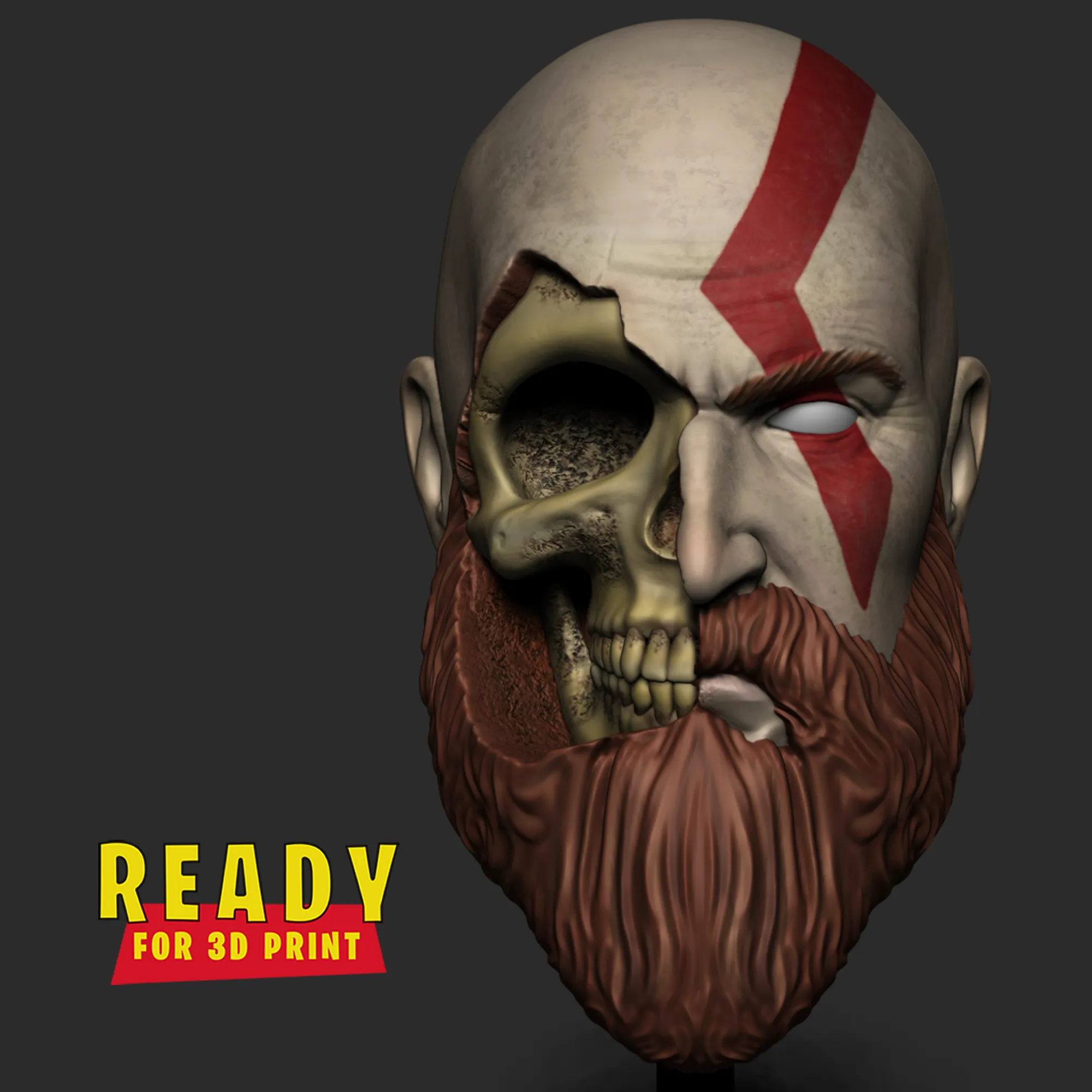 GOD OF WAR KRATOS SKULL 3D Print Model .c4d .max .obj .3ds .fbx .stl .blend