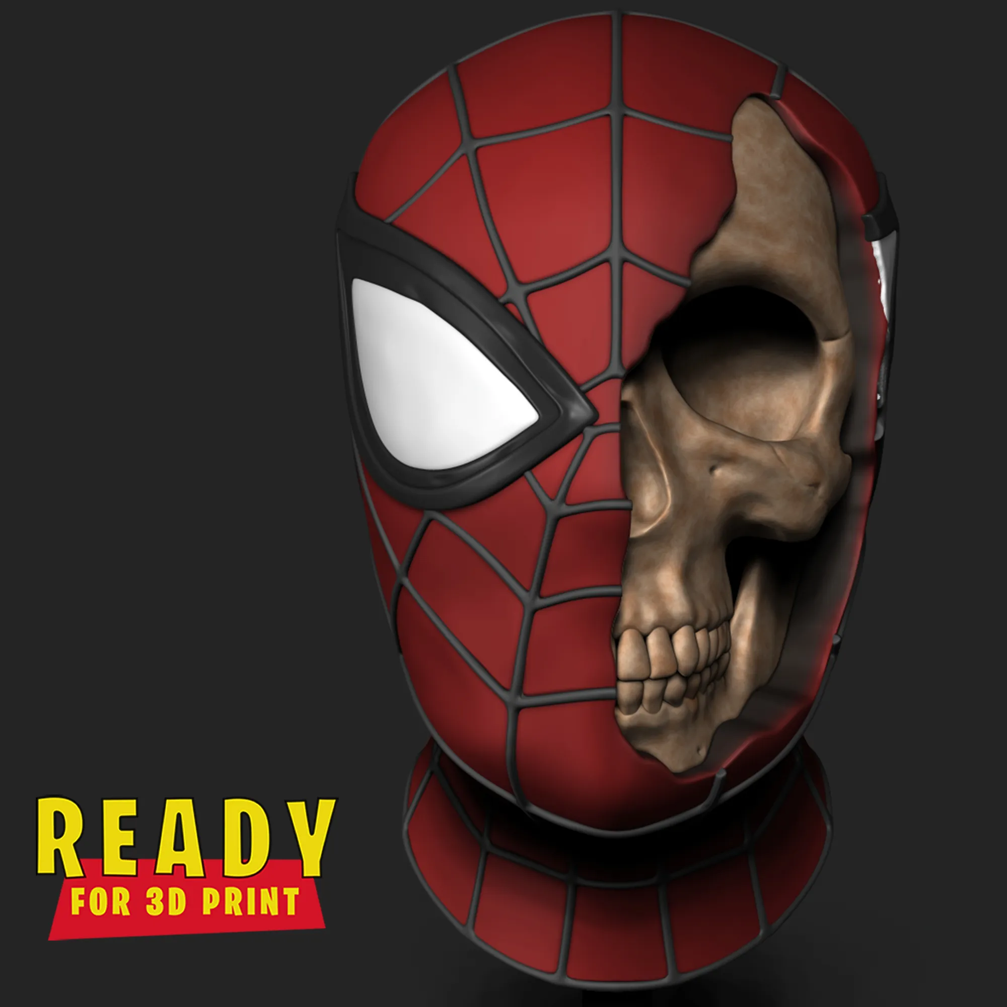 SPIDER MAN SKULL 3D Print Model .c4d .max .obj .3ds .fbx .stl .blend 