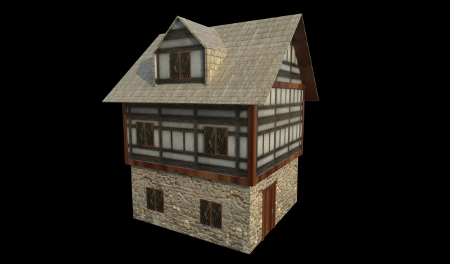 medieval house001 3D Model .c4d .max .obj .3ds .fbx .stl .blend