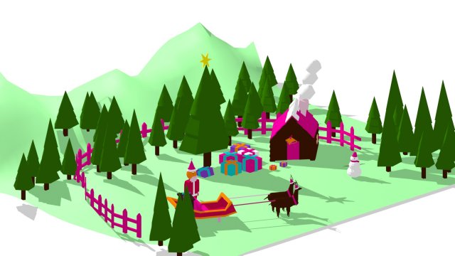 christmas tree and stuffs 3D Модель .c4d .max .obj .3ds .fbx .stl .blend