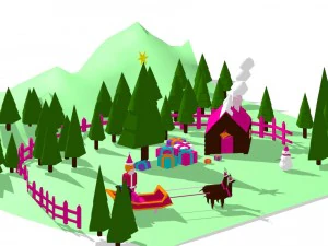 arbre de No&euml;l et objets Modèle 3D