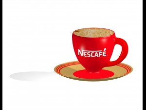 cup with nescafe coffee Model 3D