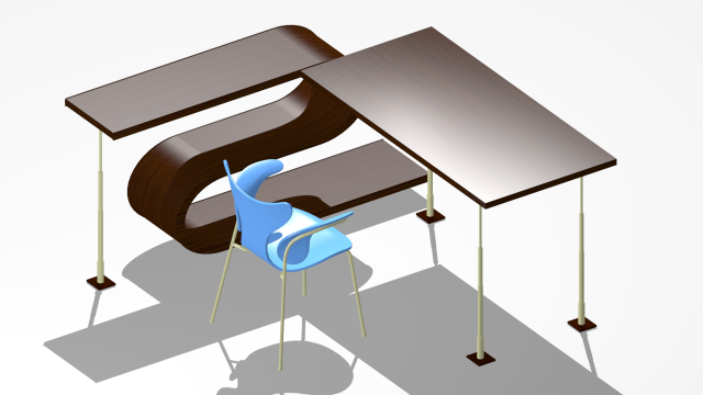 beautiful single workstation 3D Model .c4d .max .obj .3ds .fbx .stl .blend 