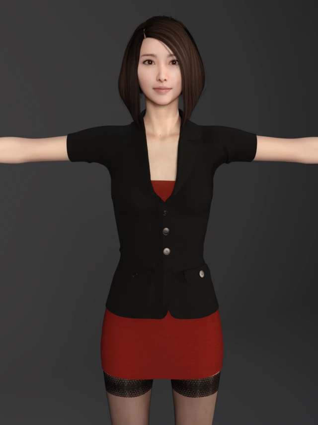 sexy asian female secretary 3D Model .c4d .max .obj .3ds .fbx .stl .blend 