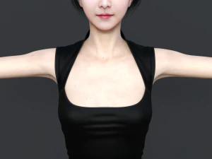 short hair asian beauty 3D Model