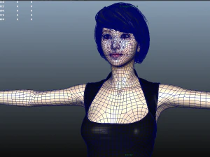short hair asian beauty 3D Model
