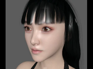 Asian lady wear dress 3D Model