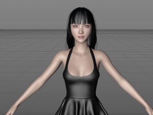 Asian lady wear dress Modèle 3D