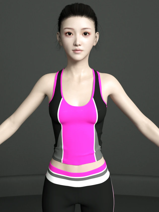 asian woman wear yoga outfit 3D Model .c4d .max .obj .3ds .fbx .stl .blend 