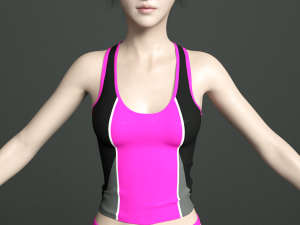 asian woman wear yoga outfit Modello 3D