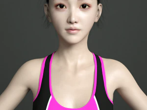 asian woman wear yoga outfit 3D Model