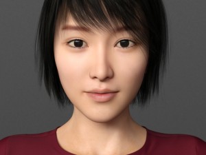 short hair asian woman Modello 3D