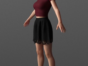 short hair asian woman 3Dモデル