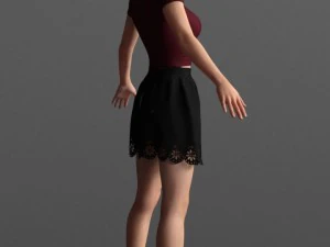 short hair asian woman 3D Model