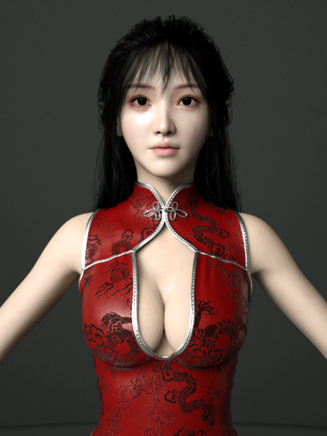 cheongsam beauty Model 3D .c4d .max .obj .3ds .fbx .stl .blend 