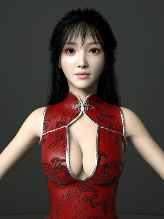 cheongsam beauty 3D Model .c4d .max .obj .3ds .fbx .stl .blend 