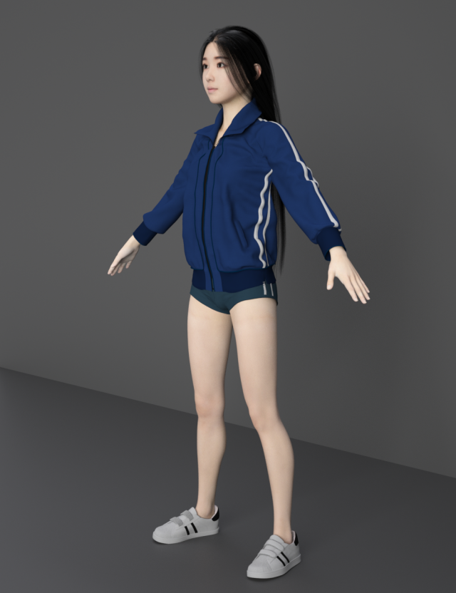 long hair girl 3D 모델 .c4d .max .obj .3ds .fbx .stl .blend 