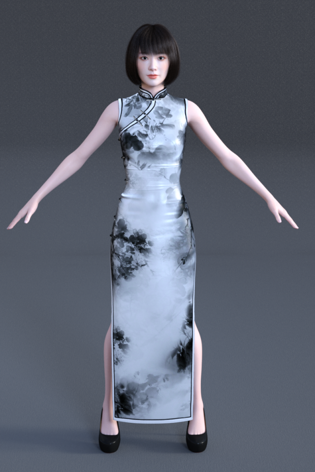 cheongsam woman 3D Model .c4d .max .obj .3ds .fbx .stl .blend 