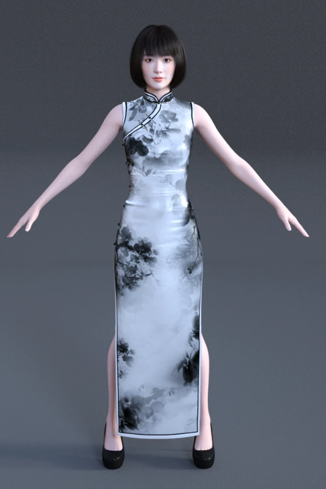 cheongsam woman 3D Model .c4d .max .obj .3ds .fbx .stl .blend 
