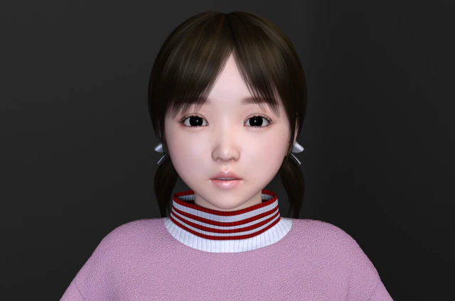 asian cute girl 3D Model .c4d .max .obj .3ds .fbx .stl .blend 