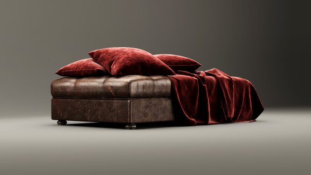 leather bench ottoman 3D Модель .c4d .max .obj .3ds .fbx .stl .blend 