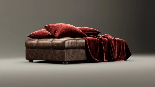 leather bench ottoman 3D Model .c4d .max .obj .3ds .fbx .stl .blend 