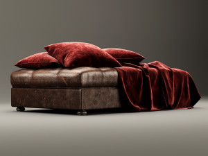 leather bench ottoman 3D Model