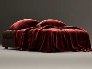 leather bench ottoman 3D Модель