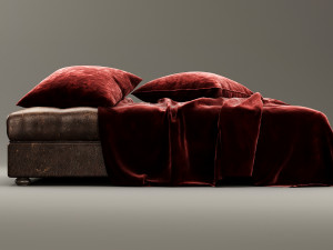 leather bench ottoman 3D Модель