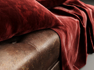 leather bench ottoman 3D Модель