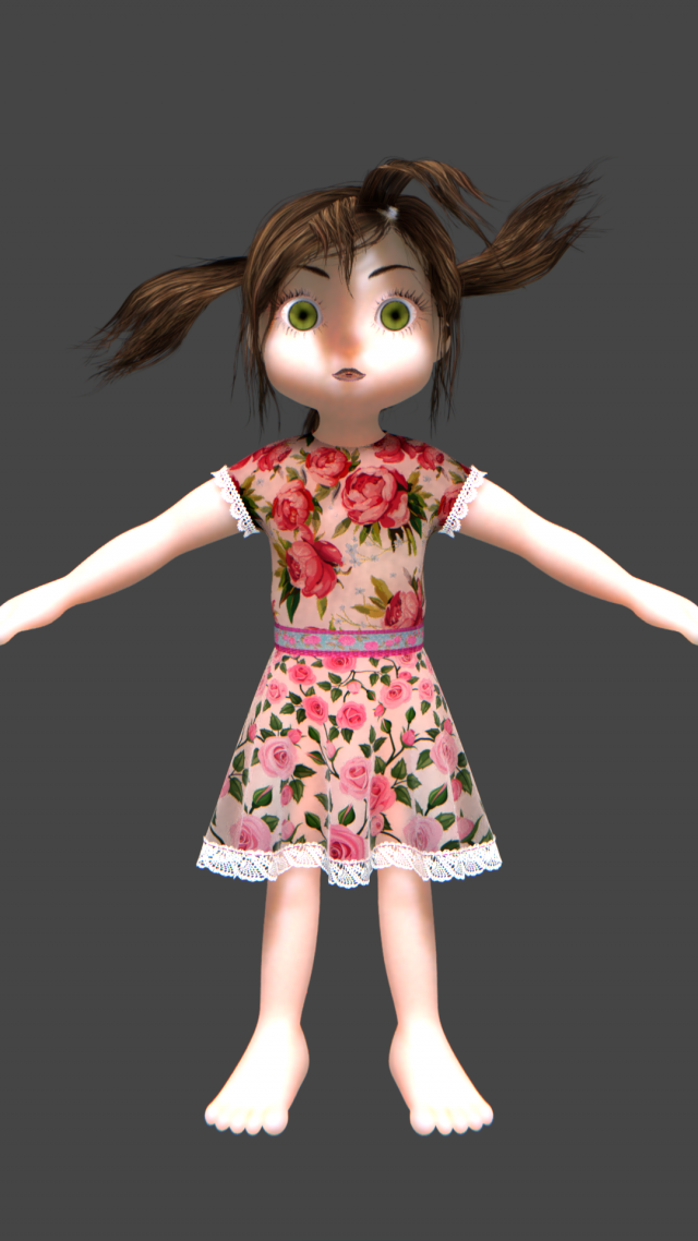 cartoon female child 3D Model .c4d .max .obj .3ds .fbx .stl .blend 