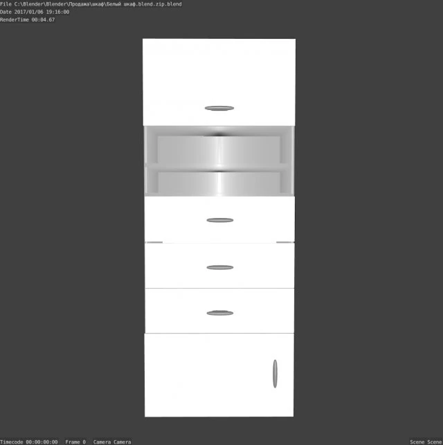 white cupboard 3D Model .c4d .max .obj .3ds .fbx .stl .blend 