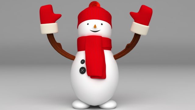 snowman merry christmas 3D Model .c4d .max .obj .3ds .fbx .stl .blend 
