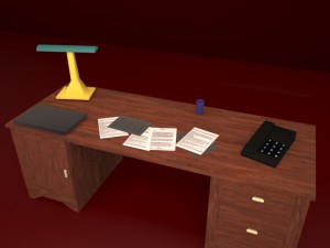 office room mystery desk low poly Modelo 3D
