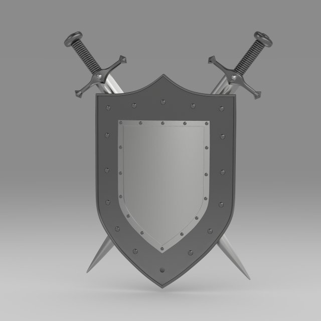 shield and sword 3D Модель .c4d .max .obj .3ds .fbx .stl .blend 