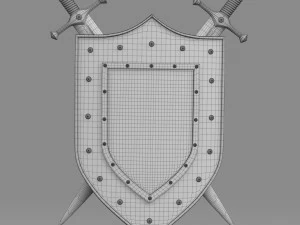 scudo e spada Modello 3D