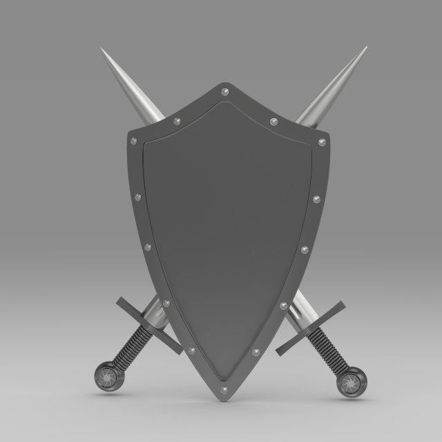 shield and sword 3D Model .c4d .max .obj .3ds .fbx .stl .blend 