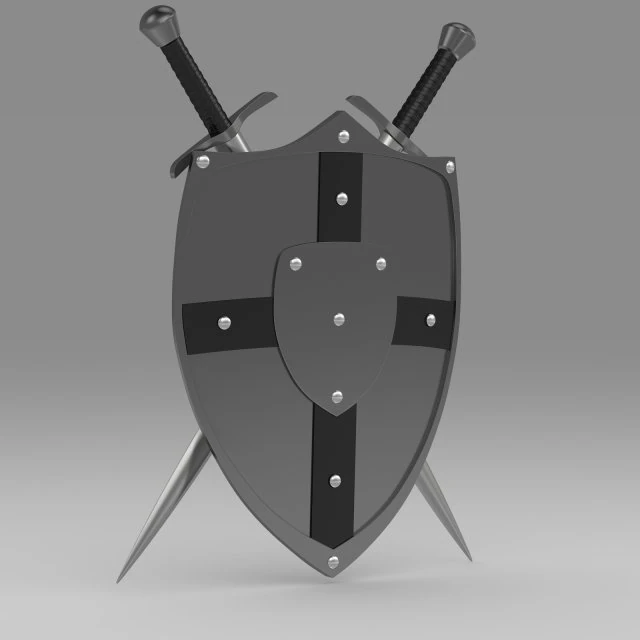 shield and sword 3D Model .c4d .max .obj .3ds .fbx .stl .blend 