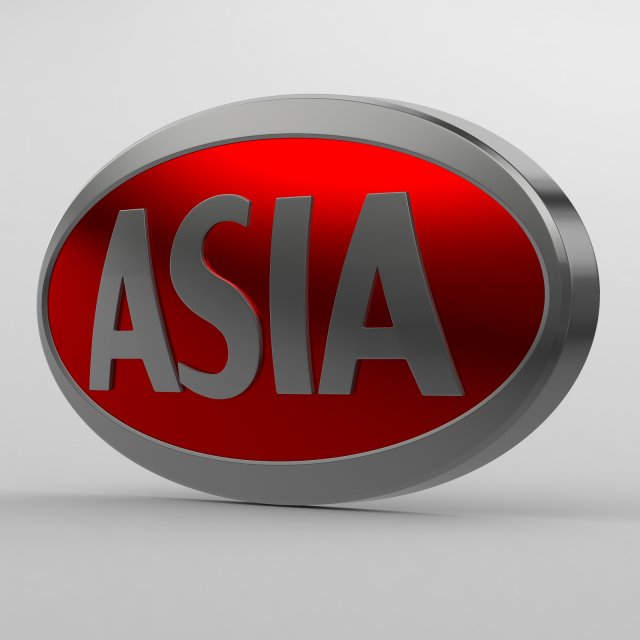 asia logo Modèle 3D .c4d .max .obj .3ds .fbx .stl .blend 