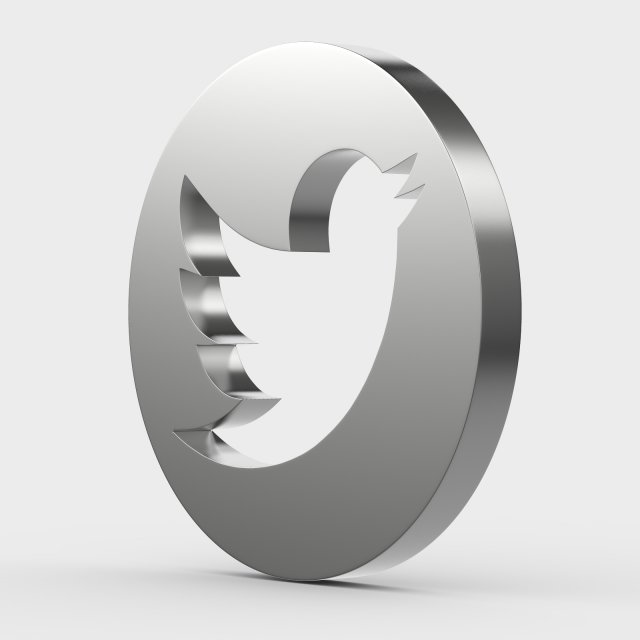 twitter logo 3D Model .c4d .max .obj .3ds .fbx .stl .blend 