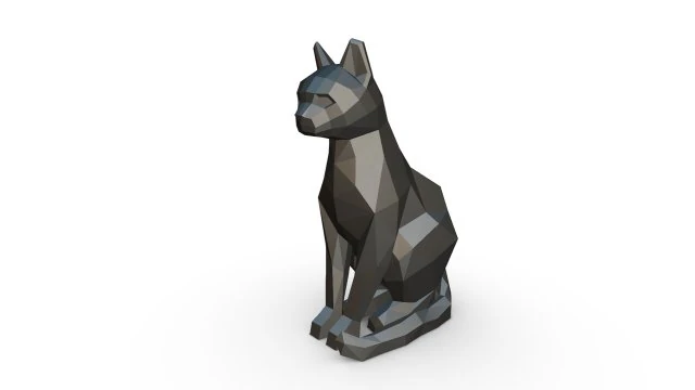 Katze sitzende Figur 3D Druckmodell .c4d .max .obj .3ds .fbx .stl .blend 