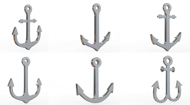 anchor 6in1 set 1 3D Model .c4d .max .obj .3ds .fbx .stl .blend 