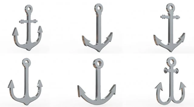 anchor 6in1 set 1 3D Model .c4d .max .obj .3ds .fbx .stl .blend