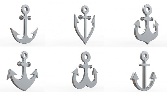 anchor 6in1 set 2 3D Model .c4d .max .obj .3ds .fbx .stl .blend 