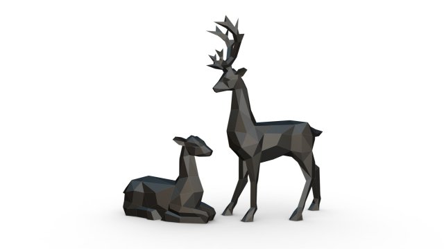 deer family 3D-Druckmodell .c4d .max .obj .3ds .fbx .stl .blend 