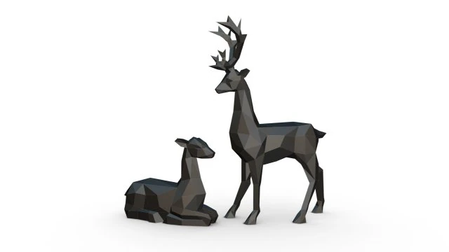 deer family 3D Print Model .c4d .max .obj .3ds .fbx .stl .blend 