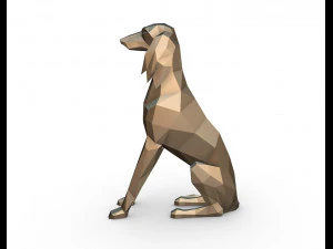 saluki dog low poly 3D Print Model
