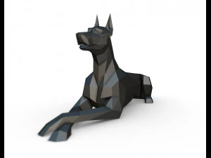 doberman sdraiato Modello di stampa 3D