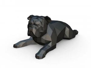横たわるイングリッシュブルドッグ 3Dプリントモデル
